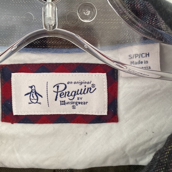 ORIGINAL PENGUIN soft light flannel shirt olive black S - Picture 3 of 5